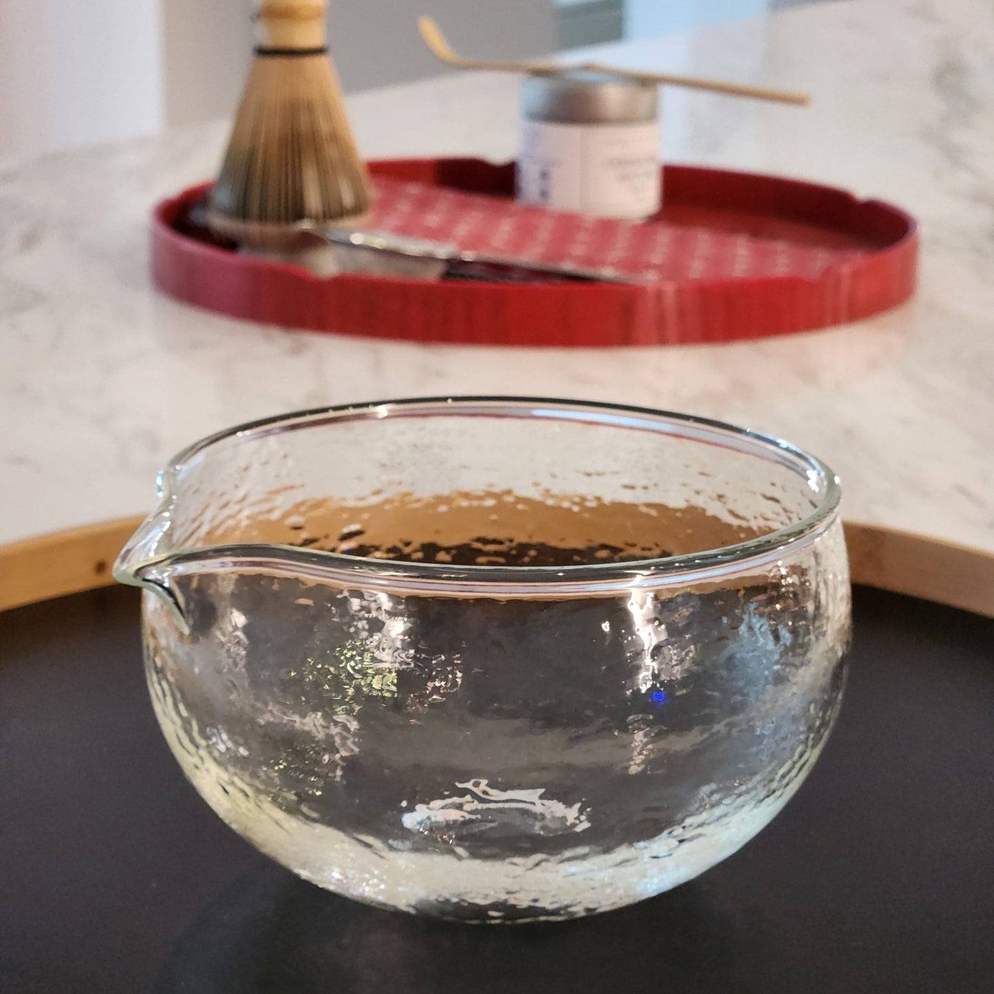 Textured Glass Matcha Bowl With Spout