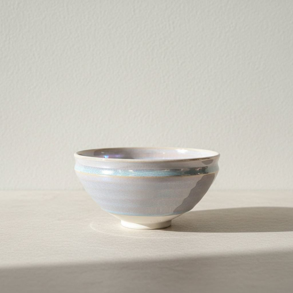 White raster Kyoto style matcha bowl - HAIYATEA