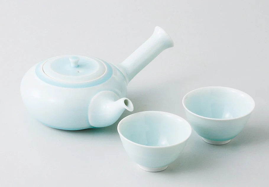 Saikai Ceramics: Hasamiyaki Blue Porcelain Kyusu Set