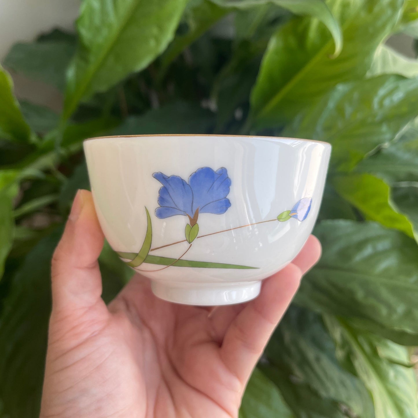 Blue Gold & White Yunomi Tea Cup