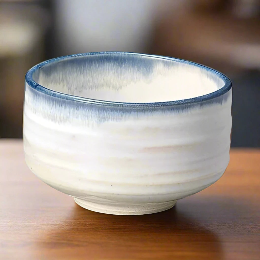 White and Blue Matcha Bowl (Kaneta Ceramics)