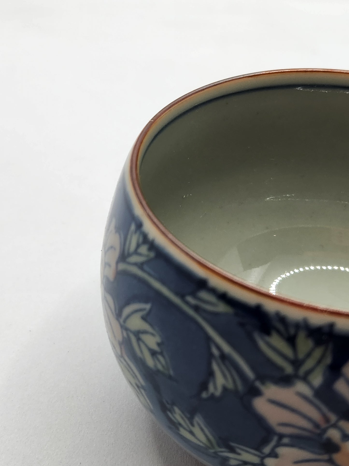 Blue Floral Yunomi Tea Cup