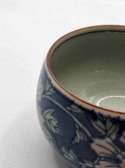 Blue Floral Yunomi Tea Cup