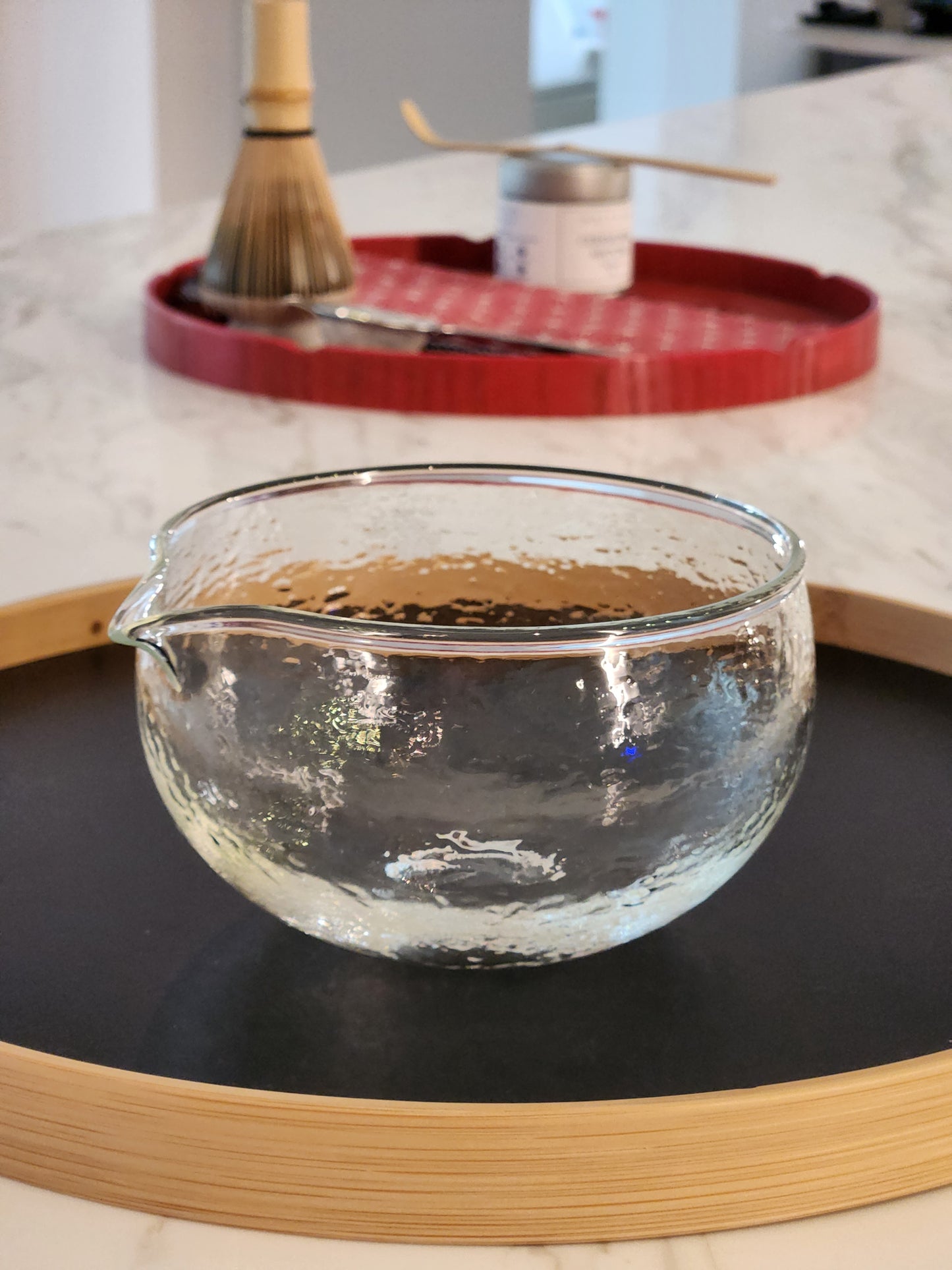 Textured Glass Matcha Bowl With Spout