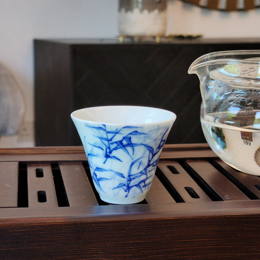 Hand-painted blue and white teacup