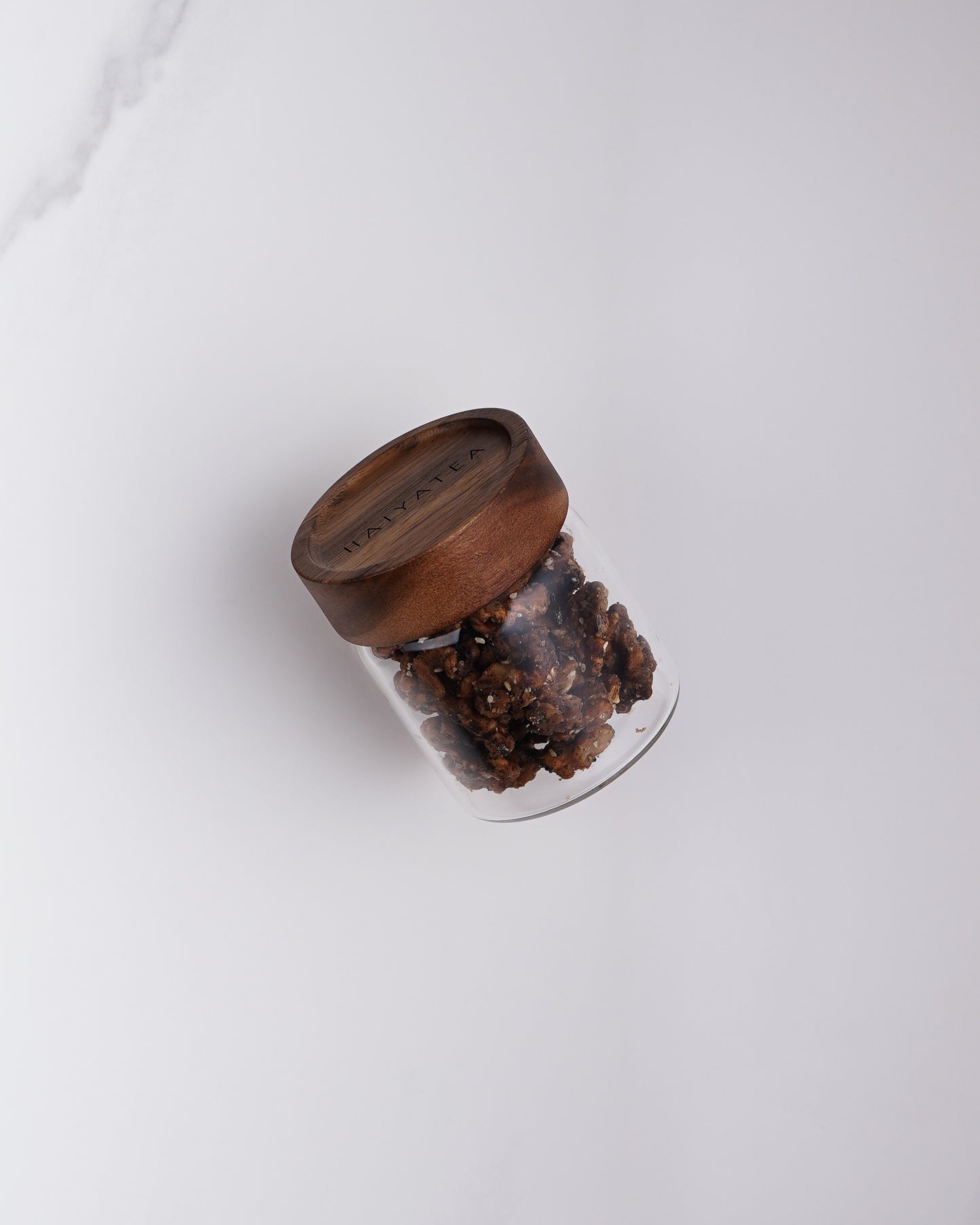 Tea nuts in glass jar