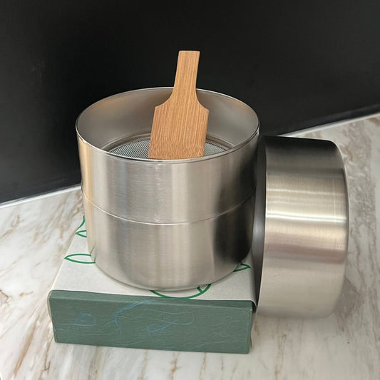Large Stainless Steel Matcha Caddy with Sifter