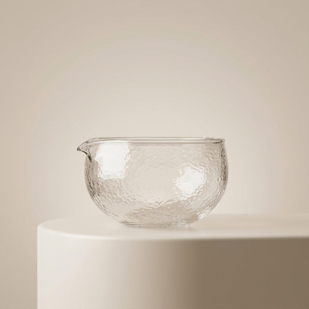 Textured Glass Matcha Bowl With Spout - HAIYATEA
