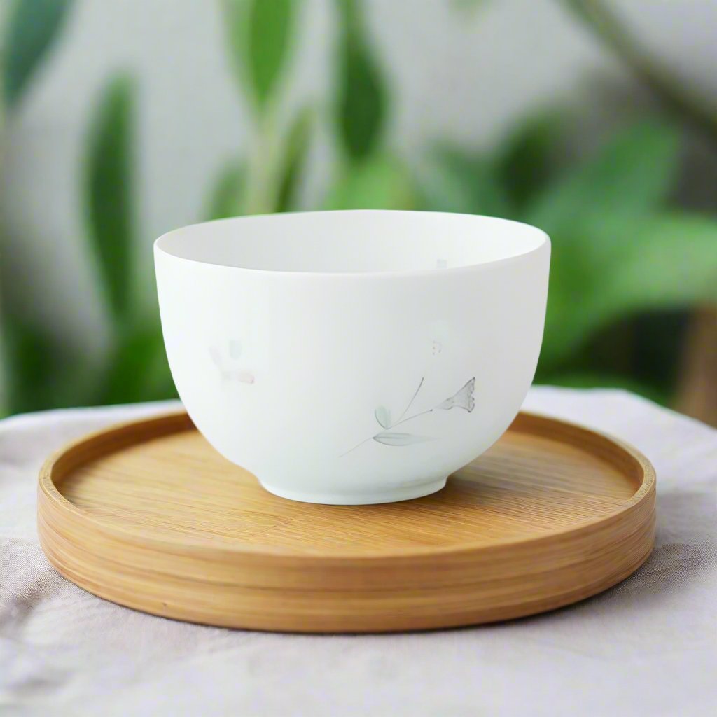 White Porcelain Tea Cup - Dayflower