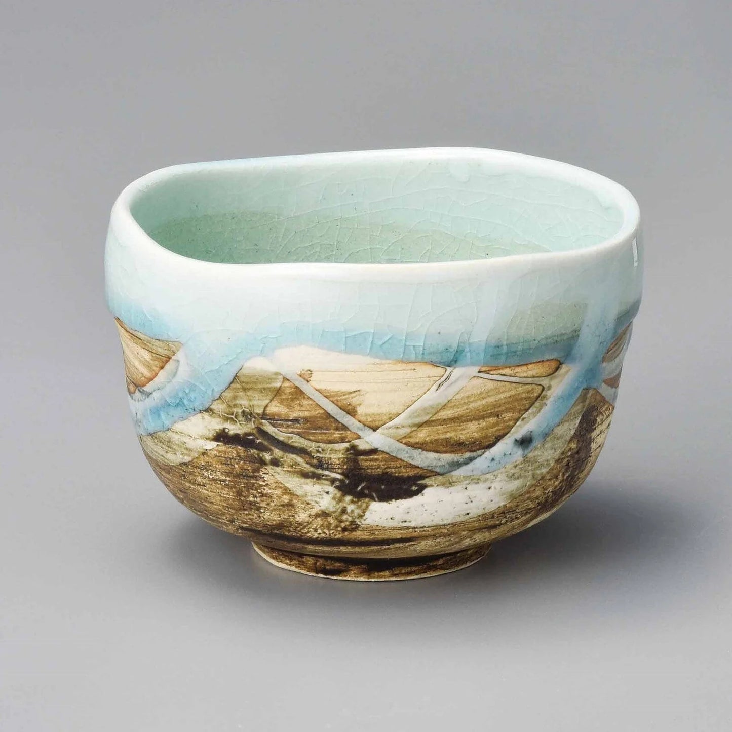 Retro Blue and White Minoyaki Matcha Chawan