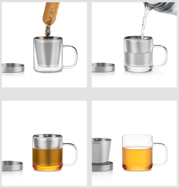 Glass and Stainless Steel Infuser Cup