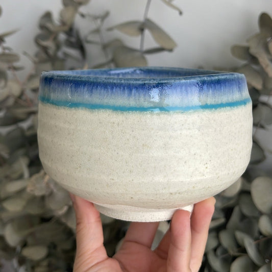 White and Blue Matcha Bowl (Kaneta Ceramics)